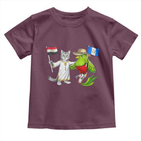 Egypt and Guatemala Friendship Heritage Pride Toddler T Shirt Cute Cat and Quetzal Holding Flag