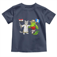 Egypt and Guatemala Friendship Heritage Pride Toddler T Shirt Cute Cat and Quetzal Holding Flag