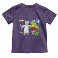 Egypt and Guatemala Friendship Heritage Pride Toddler T Shirt Cute Cat and Quetzal Holding Flag