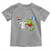 Egypt and Guatemala Friendship Heritage Pride Toddler T Shirt Cute Cat and Quetzal Holding Flag