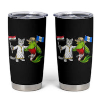 Egypt and Guatemala Friendship Heritage Pride Tumbler Cup Cute Cat and Quetzal Holding Flag