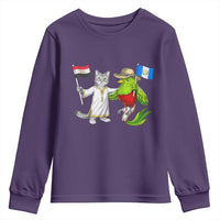 Egypt and Guatemala Friendship Heritage Pride Youth Sweatshirt Cute Cat and Quetzal Holding Flag