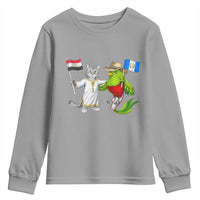 Egypt and Guatemala Friendship Heritage Pride Youth Sweatshirt Cute Cat and Quetzal Holding Flag
