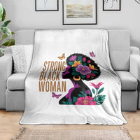 Strong Black Woman Floral Afro Throw Blanket Empowering Black Queen Pride Celebrating Melanin and Strength