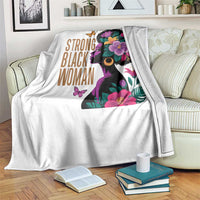 Strong Black Woman Floral Afro Throw Blanket Empowering Black Queen Pride Celebrating Melanin and Strength