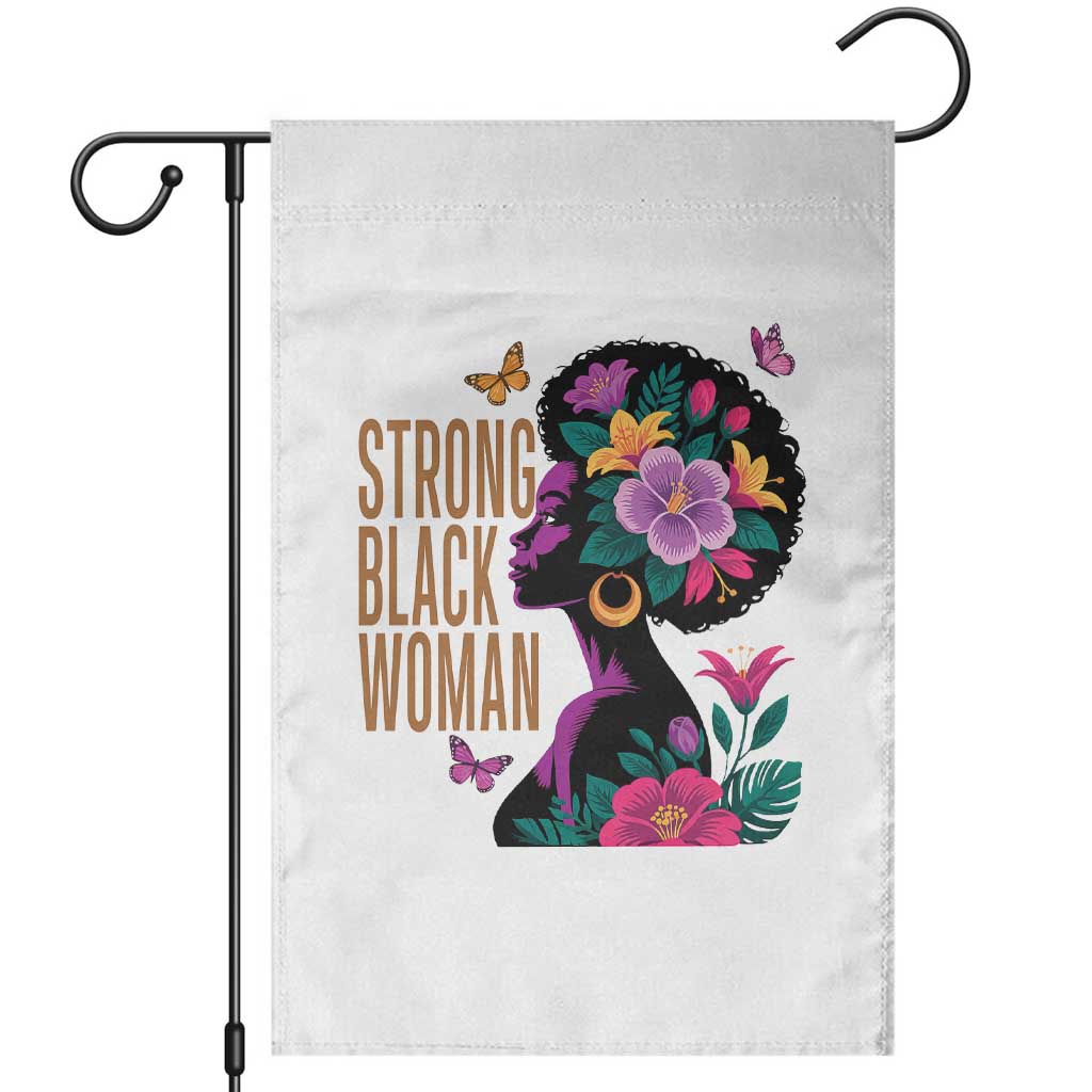 Strong Black Woman Floral Afro Garden Flag Empowering Black Queen Pride Celebrating Melanin and Strength