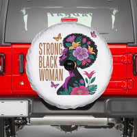 Strong Black Woman Floral Afro Spare Tire Cover Empowering Black Queen Pride Celebrating Melanin and Strength