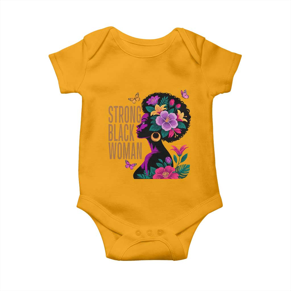Strong Black Woman Floral Afro Baby Onesie Empowering Black Queen Pride Celebrating Melanin and Strength