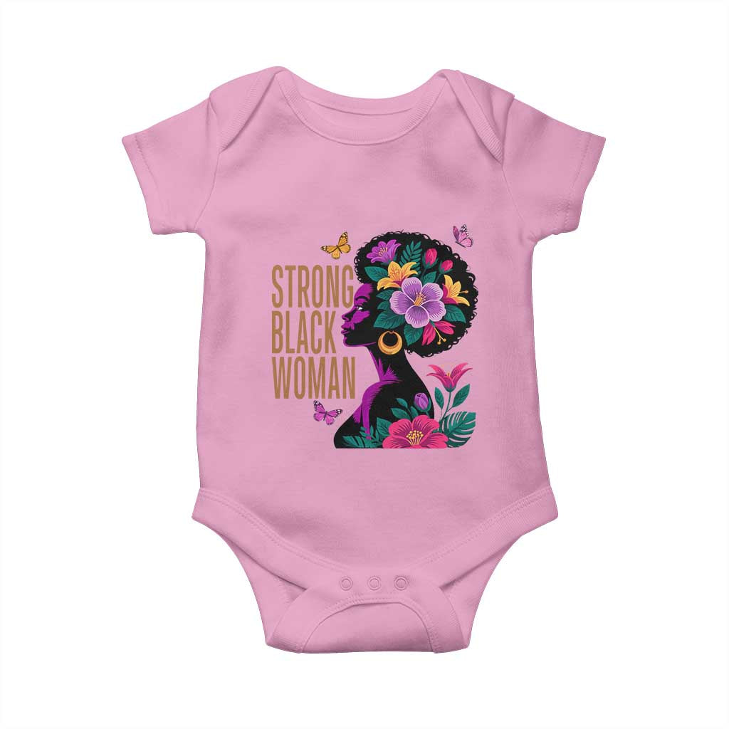 Strong Black Woman Floral Afro Baby Onesie Empowering Black Queen Pride Celebrating Melanin and Strength