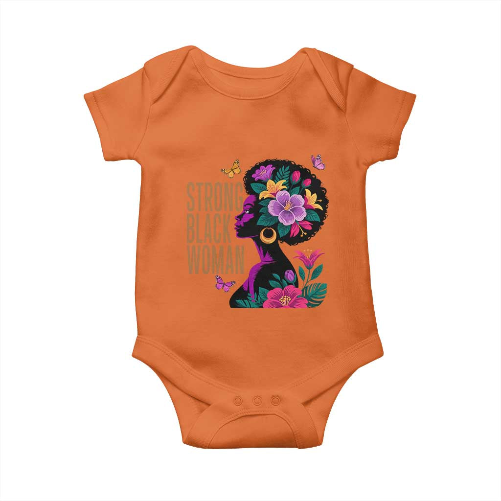 Strong Black Woman Floral Afro Baby Onesie Empowering Black Queen Pride Celebrating Melanin and Strength