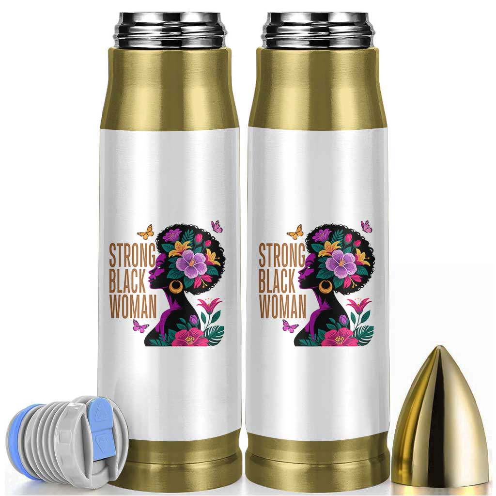 Strong Black Woman Floral Afro Bullet Tumbler Empowering Black Queen Pride Celebrating Melanin and Strength