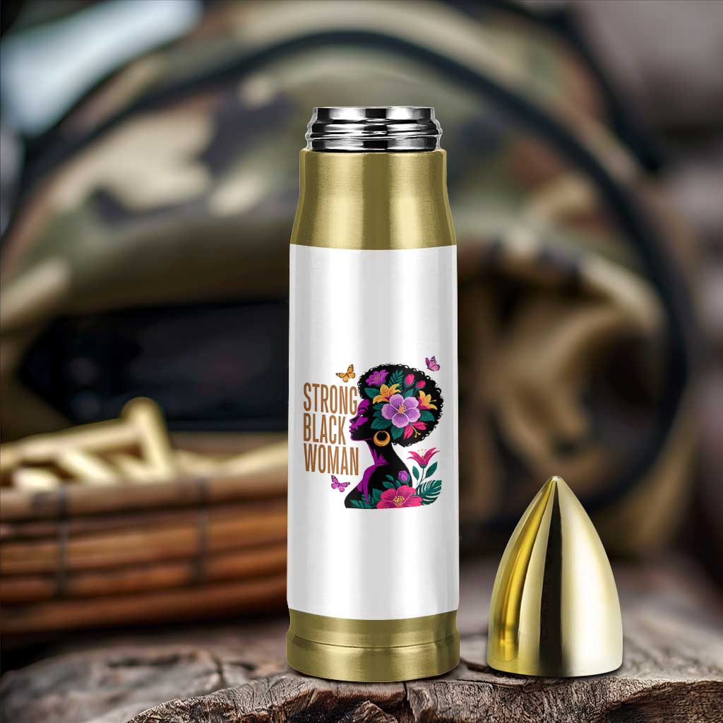 Strong Black Woman Floral Afro Bullet Tumbler Empowering Black Queen Pride Celebrating Melanin and Strength