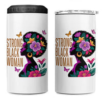 Strong Black Woman Floral Afro 4 in 1 Can Cooler Tumbler Empowering Black Queen Pride Celebrating Melanin and Strength