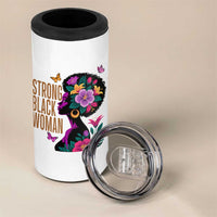 Strong Black Woman Floral Afro 4 in 1 Can Cooler Tumbler Empowering Black Queen Pride Celebrating Melanin and Strength