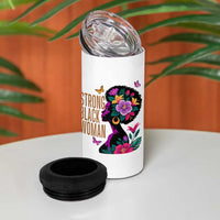 Strong Black Woman Floral Afro 4 in 1 Can Cooler Tumbler Empowering Black Queen Pride Celebrating Melanin and Strength
