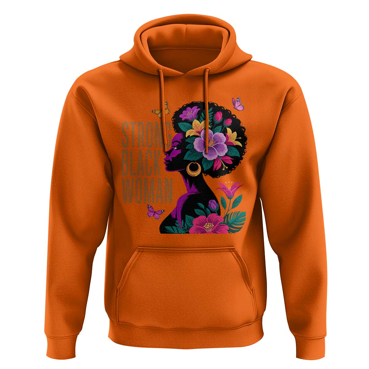 Strong Black Woman Floral Afro Hoodie Empowering Black Queen Pride Celebrating Melanin and Strength