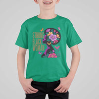 Strong Black Woman Floral Afro T Shirt For Kid Empowering Black Queen Pride Celebrating Melanin and Strength