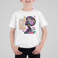 Strong Black Woman Floral Afro T Shirt For Kid Empowering Black Queen Pride Celebrating Melanin and Strength