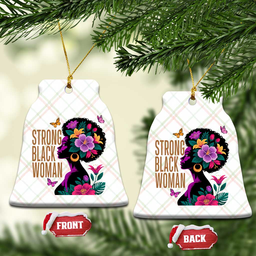 Strong Black Woman Floral Afro Ceramic Ornament Empowering Black Queen Pride Celebrating Melanin and Strength