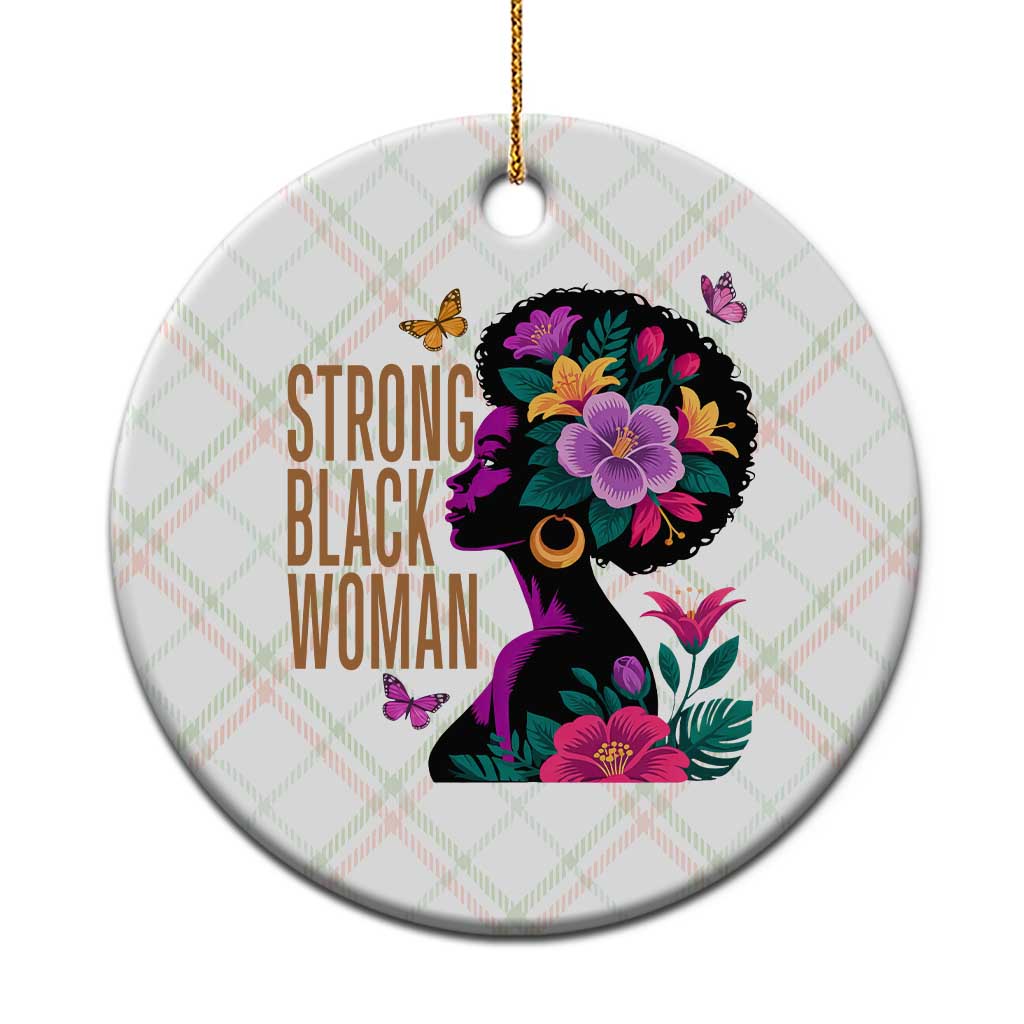 Strong Black Woman Floral Afro Ceramic Ornament Empowering Black Queen Pride Celebrating Melanin and Strength