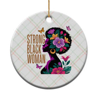 Strong Black Woman Floral Afro Ceramic Ornament Empowering Black Queen Pride Celebrating Melanin and Strength