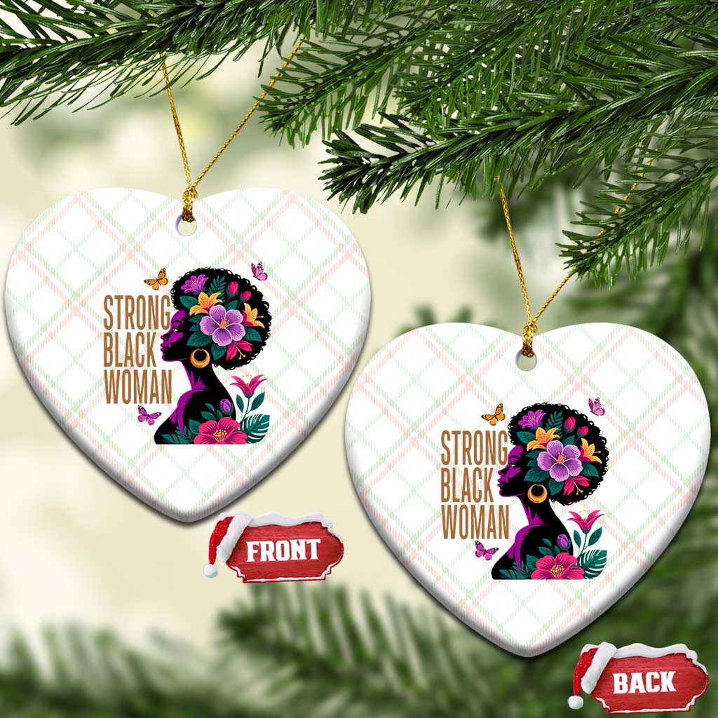 Strong Black Woman Floral Afro Ceramic Ornament Empowering Black Queen Pride Celebrating Melanin and Strength