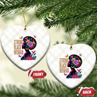 Strong Black Woman Floral Afro Ceramic Ornament Empowering Black Queen Pride Celebrating Melanin and Strength