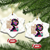 Strong Black Woman Floral Afro Ceramic Ornament Empowering Black Queen Pride Celebrating Melanin and Strength