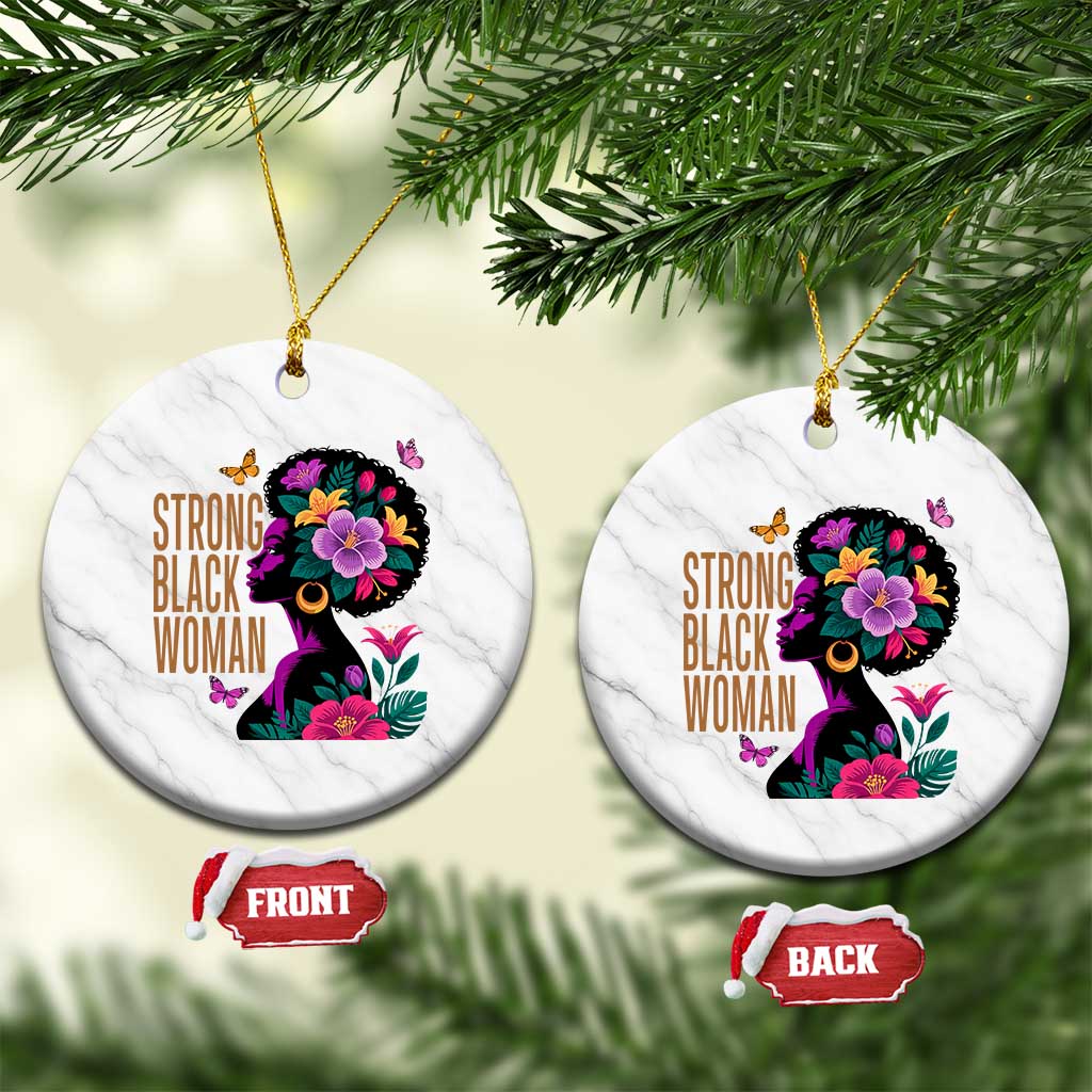 Strong Black Woman Floral Afro Ceramic Ornament Empowering Black Queen Pride Celebrating Melanin and Strength