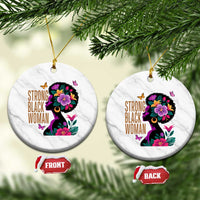 Strong Black Woman Floral Afro Ceramic Ornament Empowering Black Queen Pride Celebrating Melanin and Strength