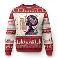 Strong Black Woman Floral Afro Ugly Christmas Sweater Empowering Black Queen Pride Celebrating Melanin and Strength