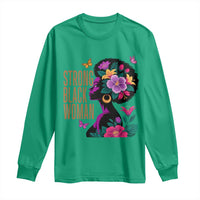 Strong Black Woman Floral Afro Long Sleeve Shirt Empowering Black Queen Pride Celebrating Melanin and Strength