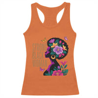 Strong Black Woman Floral Afro Racerback Tank Top Empowering Black Queen Pride Celebrating Melanin and Strength