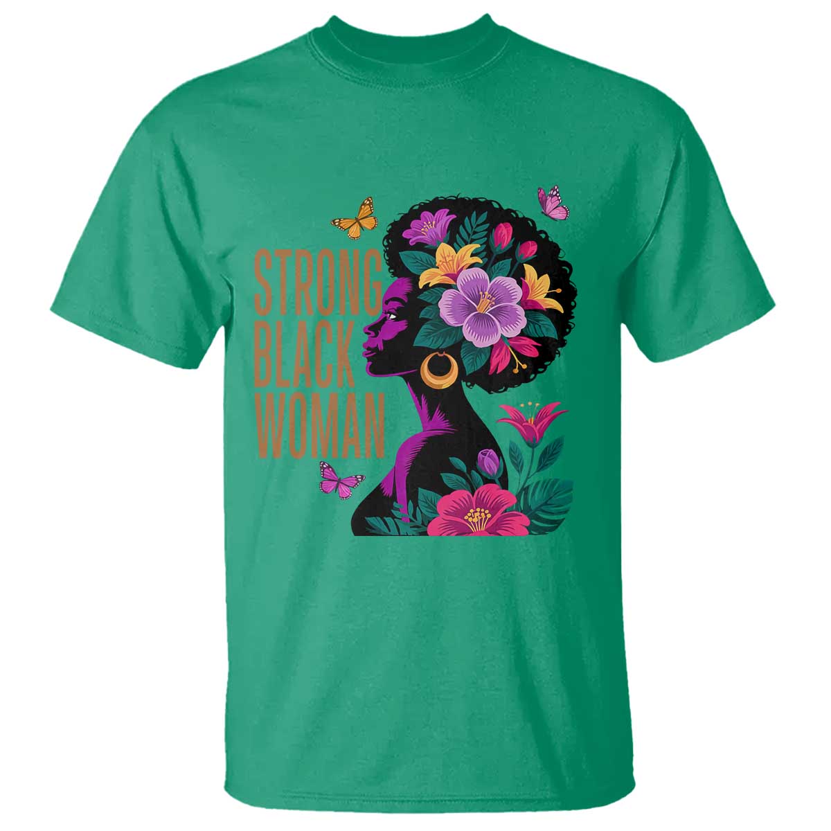 Strong Black Woman Floral Afro T Shirt Empowering Black Queen Pride Celebrating Melanin and Strength
