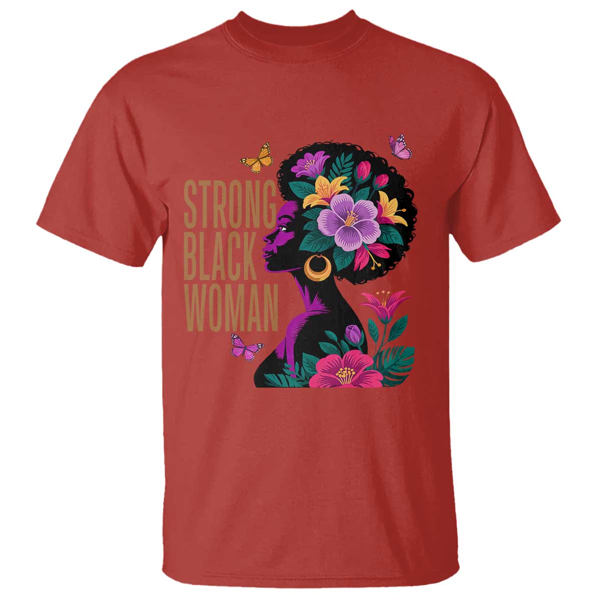 Strong Black Woman Floral Afro T Shirt Empowering Black Queen Pride Celebrating Melanin and Strength