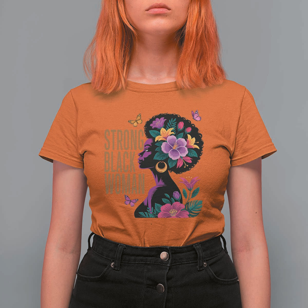 Strong Black Woman Floral Afro T Shirt For Women Empowering Black Queen Pride Celebrating Melanin and Strength