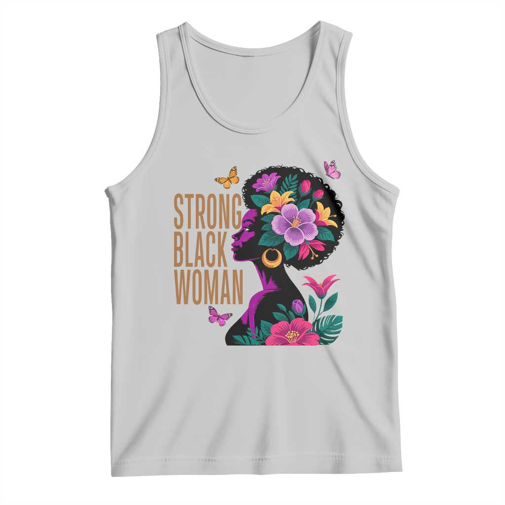 Strong Black Woman Floral Afro Tank Top Empowering Black Queen Pride Celebrating Melanin and Strength