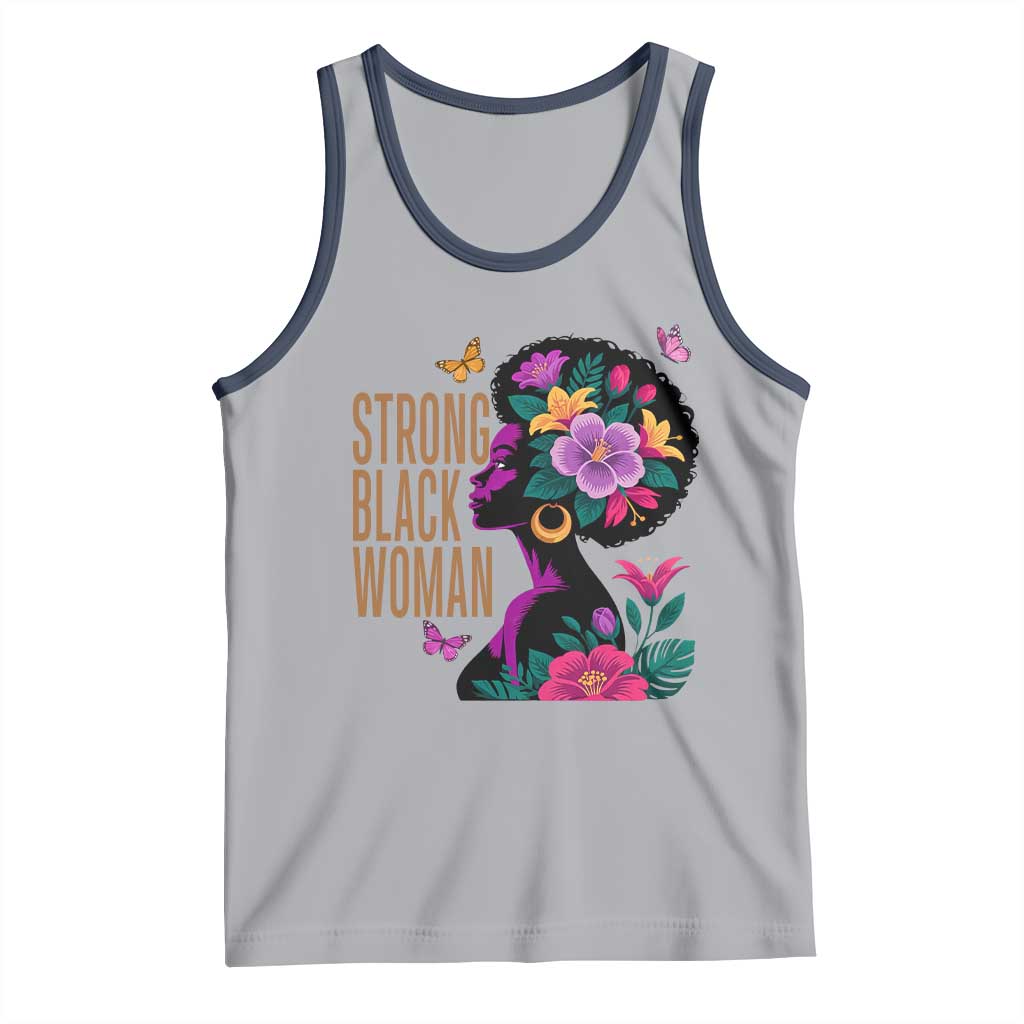 Strong Black Woman Floral Afro Tank Top Empowering Black Queen Pride Celebrating Melanin and Strength