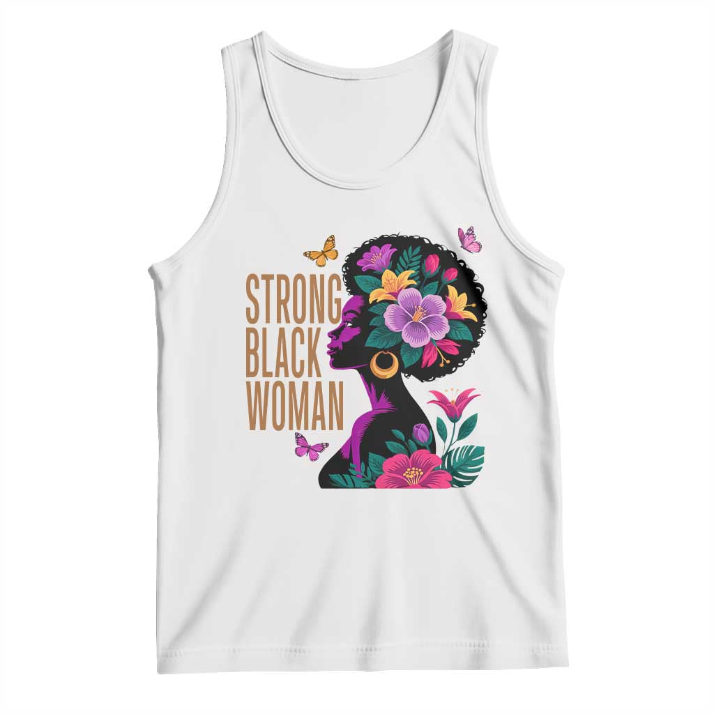 Strong Black Woman Floral Afro Tank Top Empowering Black Queen Pride Celebrating Melanin and Strength