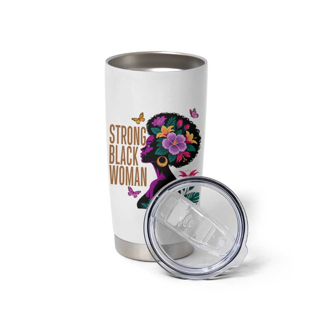 Strong Black Woman Floral Afro Tumbler Cup Empowering Black Queen Pride Celebrating Melanin and Strength