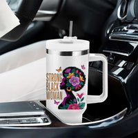 Strong Black Woman Floral Afro Tumbler With Handle Empowering Black Queen Pride Celebrating Melanin and Strength