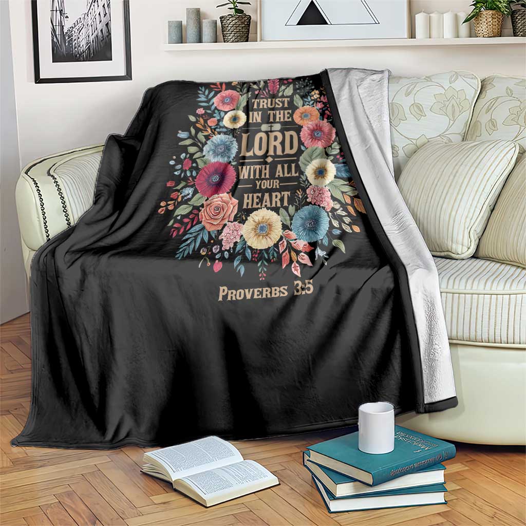 Trust in the Lord Proverbs 3:5 Floral Christian Throw Blanket Inspirational Bible Verse