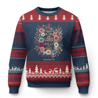 Trust in the Lord Proverbs 3:5 Floral Christian Ugly Christmas Sweater Inspirational Bible Verse