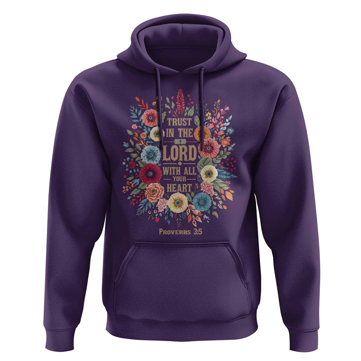 Trust in the Lord Proverbs 3:5 Floral Christian Hoodie Inspirational Bible Verse