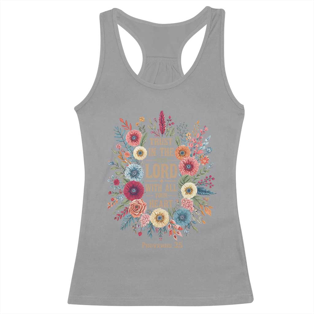 Trust in the Lord Proverbs 3:5 Floral Christian Racerback Tank Top Inspirational Bible Verse