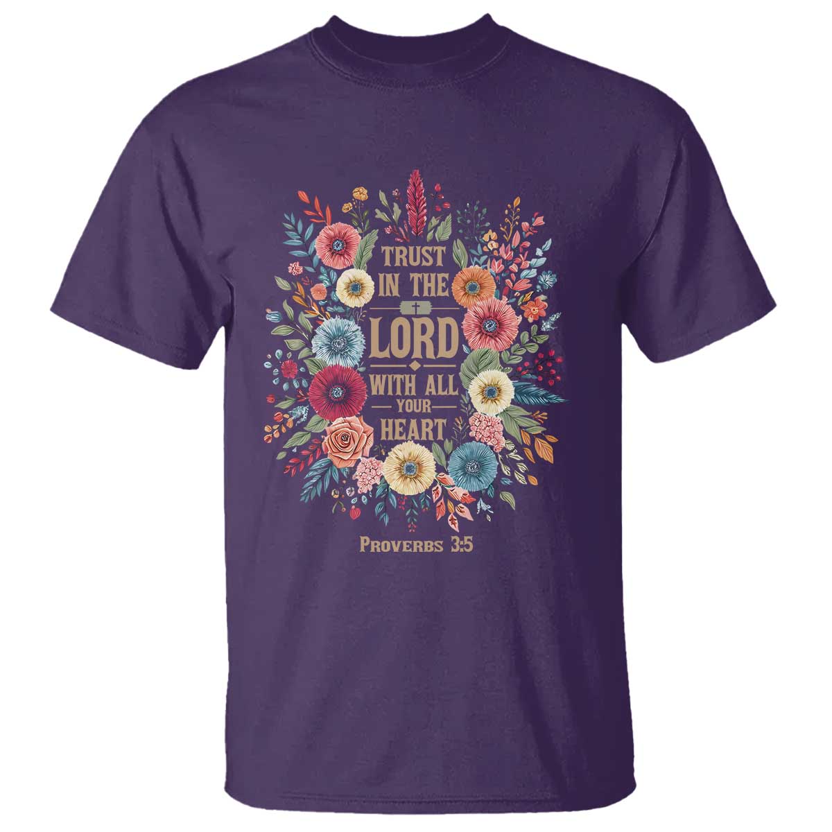 Trust in the Lord Proverbs 3:5 Floral Christian T Shirt Inspirational Bible Verse