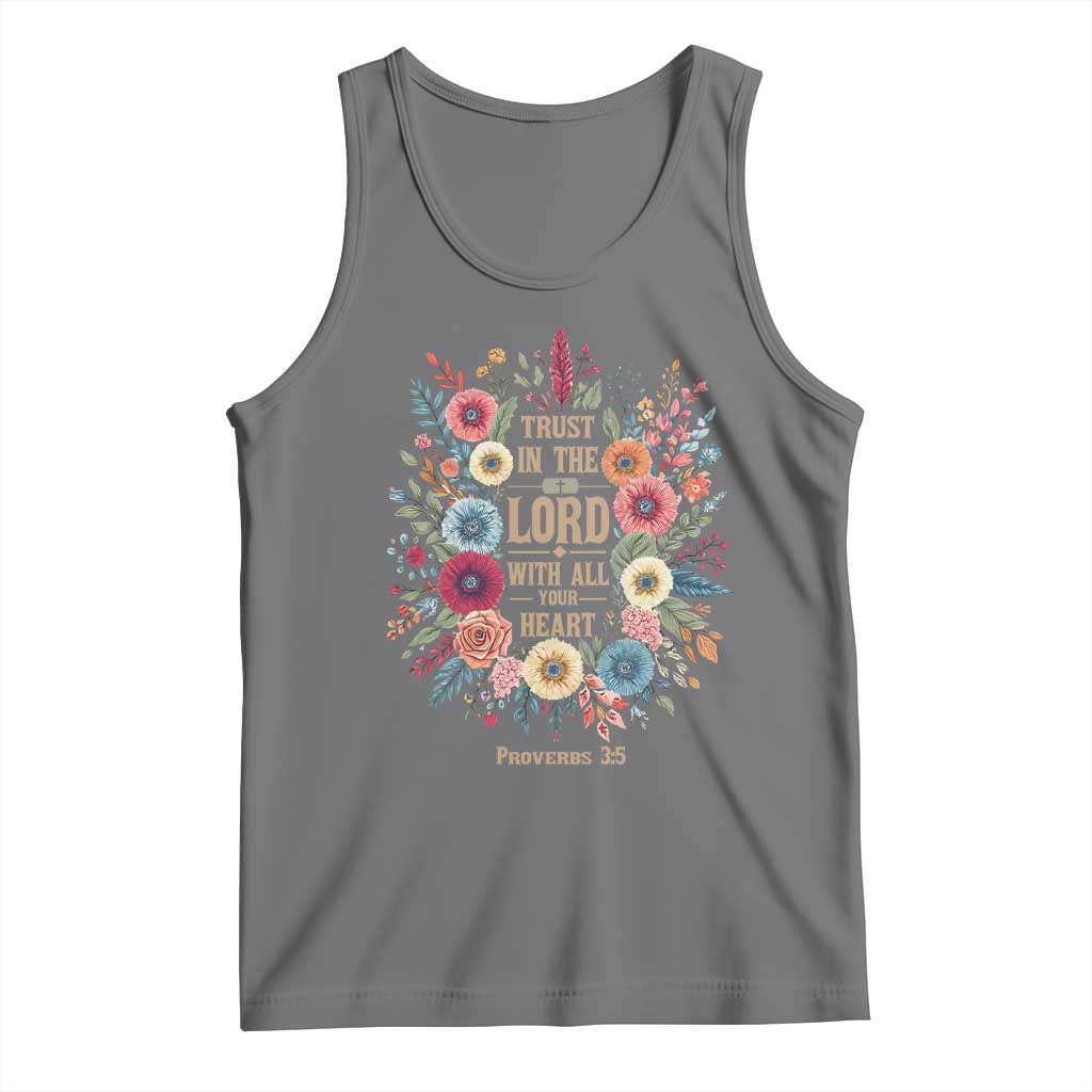 Trust in the Lord Proverbs 3:5 Floral Christian Tank Top Inspirational Bible Verse
