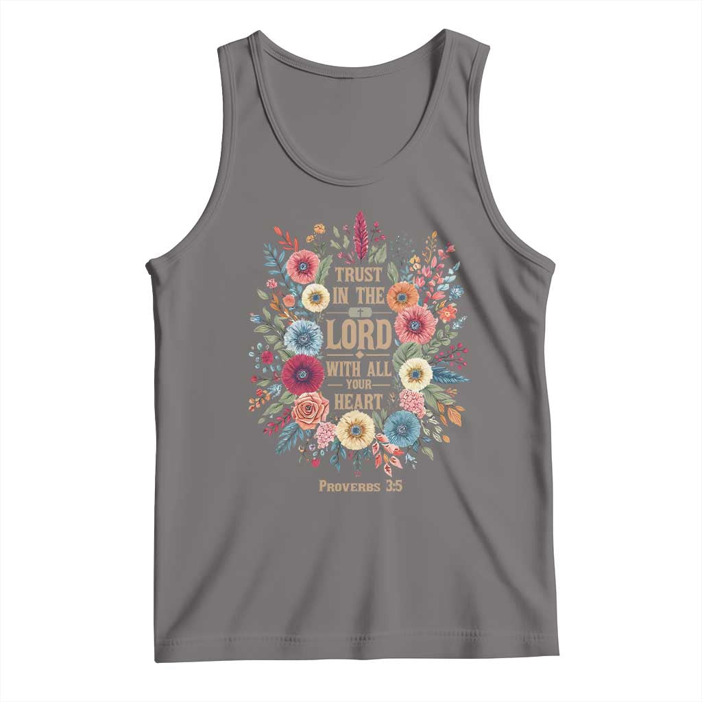 Trust in the Lord Proverbs 3:5 Floral Christian Tank Top Inspirational Bible Verse