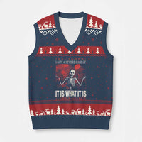 Dark Japanese Aesthetic Skeleton Meme Graphic V-Neck Knit Sweater Vest I Got a Severe Case of It Is What It Is