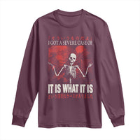 Dark Japanese Aesthetic Skeleton Meme Graphic Long Sleeve Shirt I Got a Severe Case of It Is What It Is